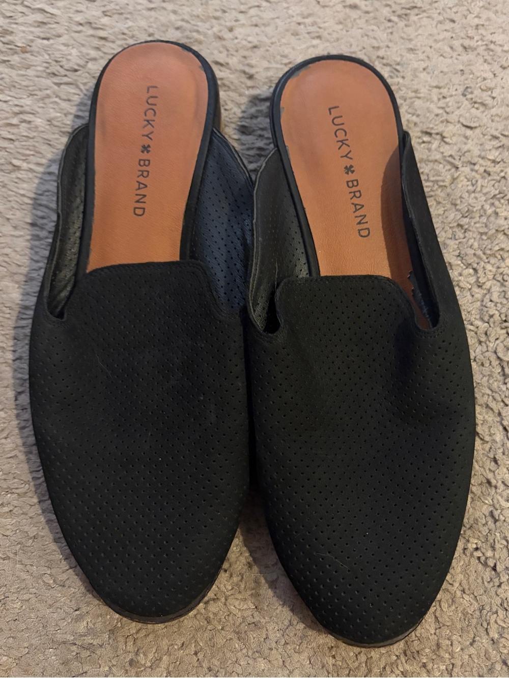 Lucky Brand Black Perforated Slip-On Loafers